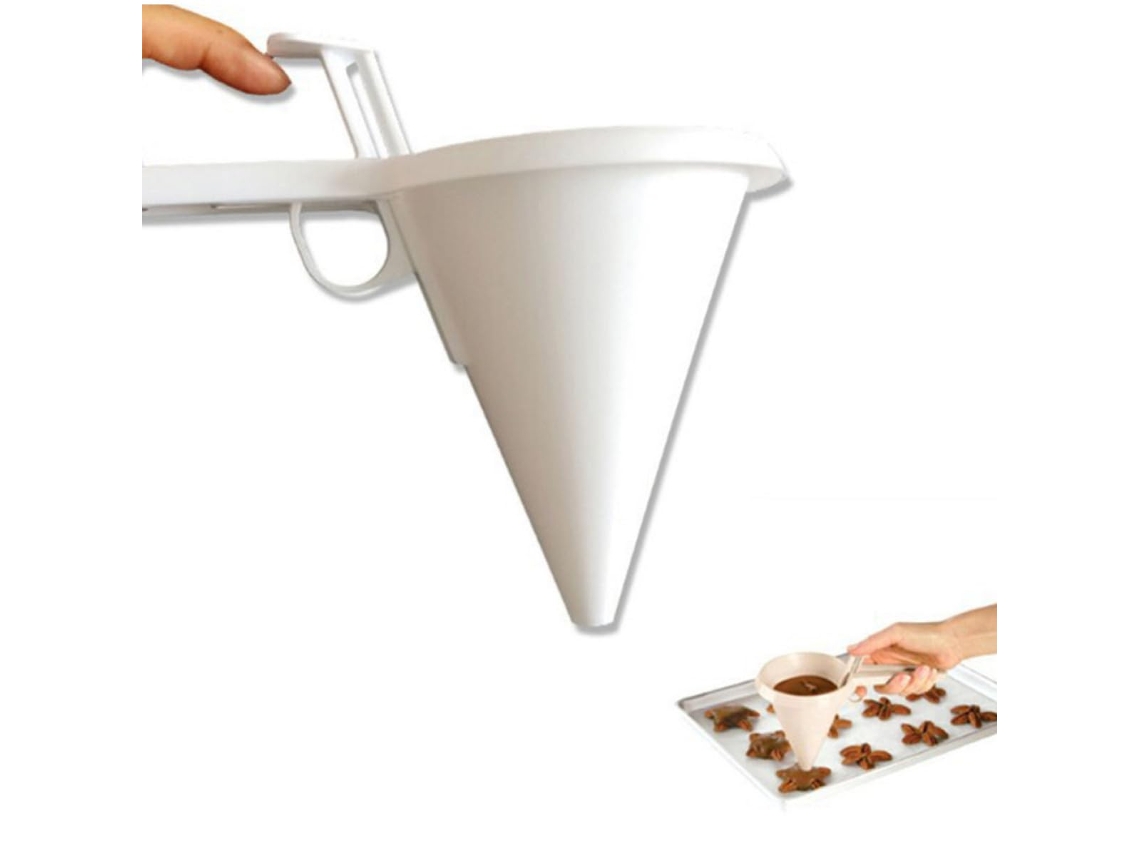 Funil Dosador De Creme E Glacê Para Confeitaria, Plástico Branco, Conjunto De 4 Peças, Ideal Para Confeitarias E