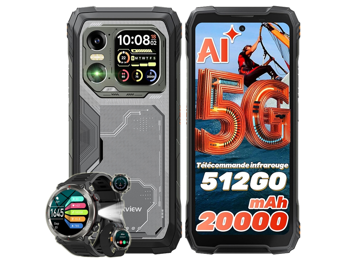 Smartphone 5G Blackview Xplore 1 + W50pro (6,78'' - 48 GB - 512 GB - 20000 mAh - Preto)