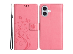 Capa Em Couro Pu À Prova De Choque Para Apple Iphone 16 - Rosa
