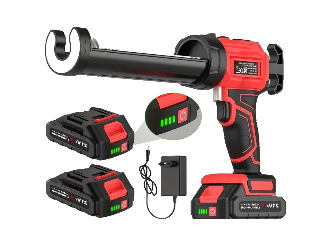 Pistola De Silicone, Controle De Velocidade Ajustável, Design Ergonômico, Vermelho(2 Bateria)