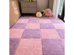 Tapete Para Brincar Eifson - 15 Peças De Quebra-cabeça De Pelúcia Em Formato De Quadrados - Rosa E Roxo