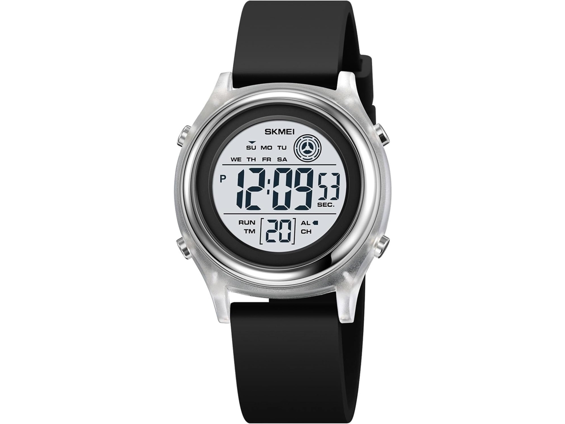 Lurelia Relógio Digital, Visor Digital, Cronómetro, Alarme, Data/calendário, 12/24h, Luminoso, Pele, Silicone, Resistente À Água, Azul