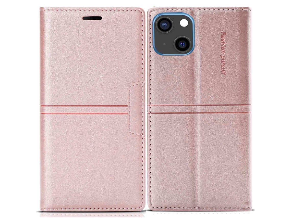 Capa Para Iphone 14 Plus Pele Sintética Anti-choque Magnética Rosa