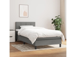 Vidaxl Cama Com Molas/colchão 90x200 Cm Tecido Cinzento-escuro