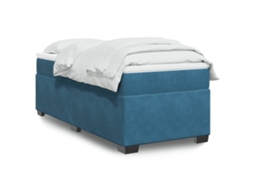 Cama Com Molas/colchão 80x200 Cm Veludo Azul-escuro