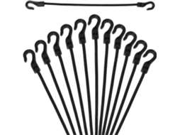Conjunto de 12 Elásticos de 20 Cm com Ganchos, Pequenos Pretos Resistentes a Raios Uv para Bagagem e Camping AQUAFORGE