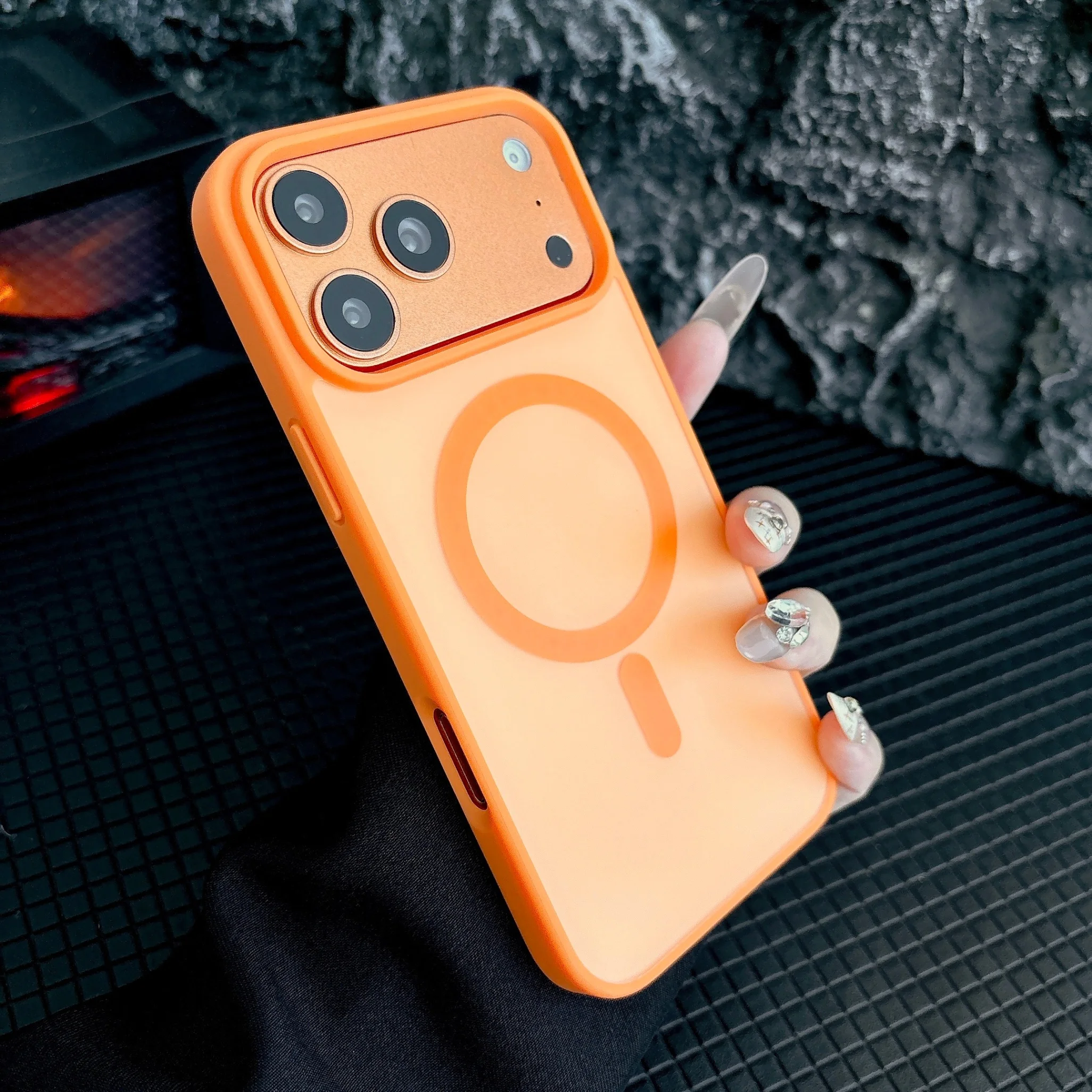(laranja) Capa Para Celular, Pegada Confortável, Resistente A Impactos, Compatível Com Magsafe, Acabamento Fosco