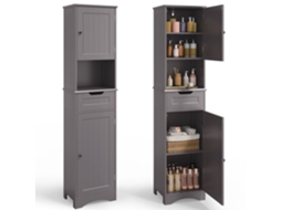 Coluna de banheiro elegante - MDF cinza - 2 portas 1 gaveta 5 prateleiras - 1 peça - 30 x 40 x 170 cm