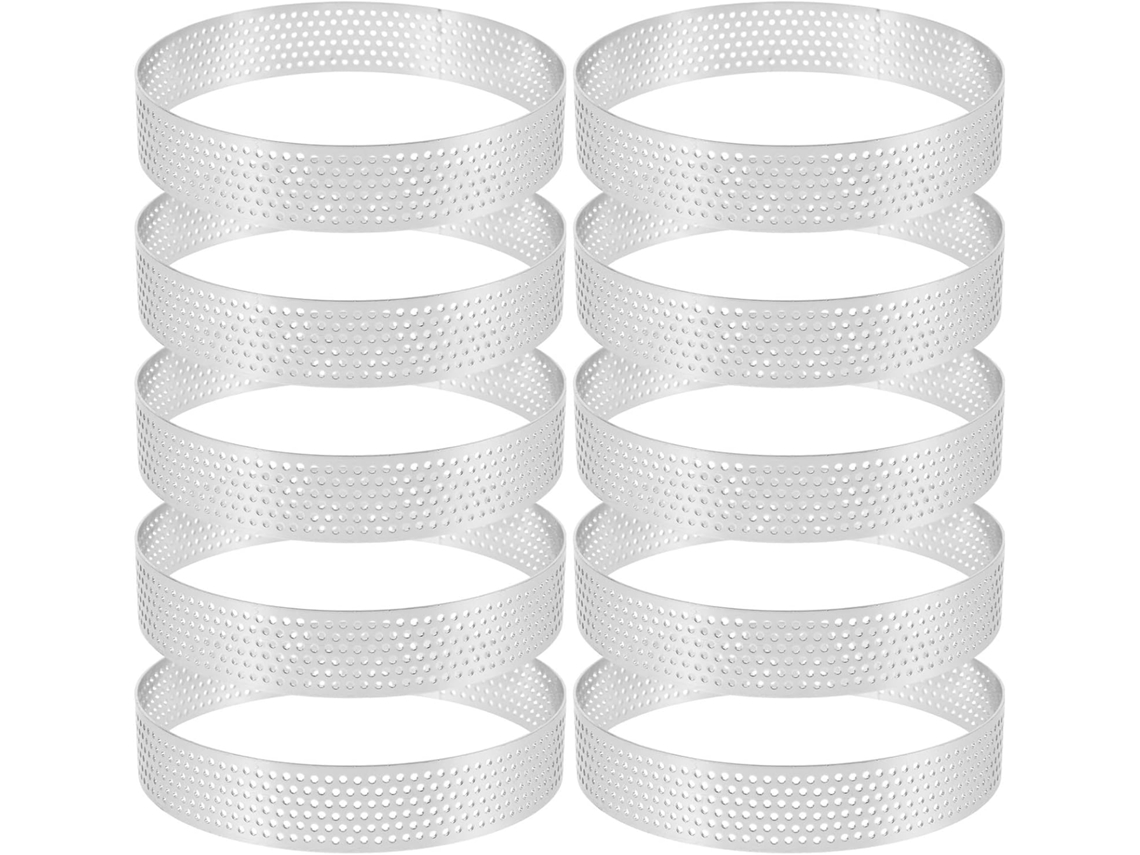Forma Redonda De Aço Inoxidável 25cm 10 Polegadas Para Confeitaria, Com Perfurações Para Facilitar O Preparo E A Limpeza