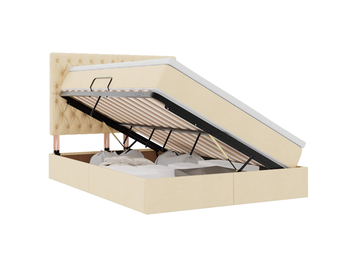 Cama com Arrumação e Led Creme 140x200 cm MAISON EXCLUSIVE