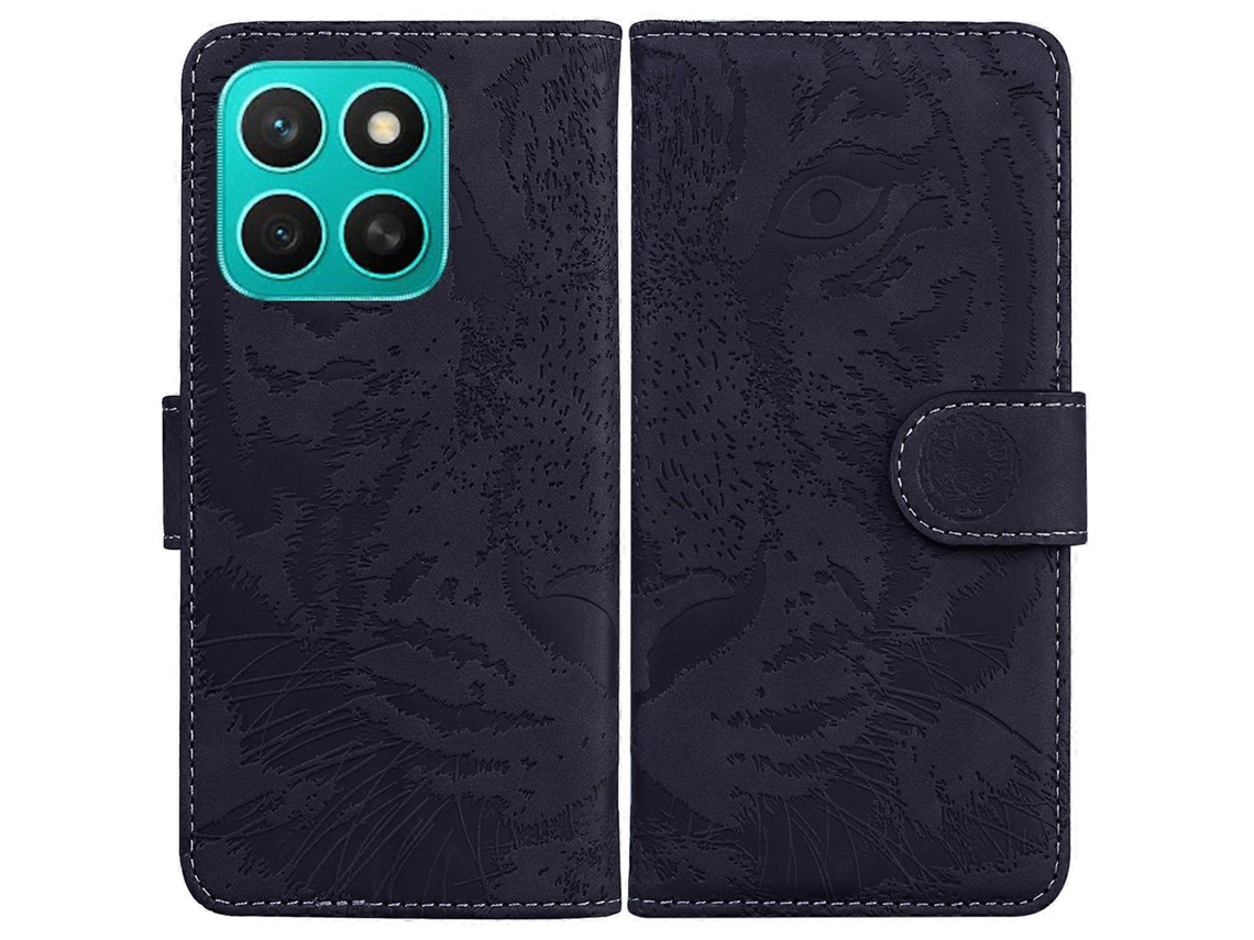 Capa De Couro Flip Com Estampa De Tigre Para Honor X8c 4g