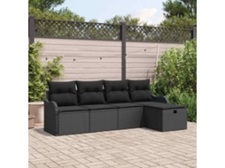 Vidaxl Conjunto De Sofá De Jardim 5 Unid. 4-número De Lugares Preto