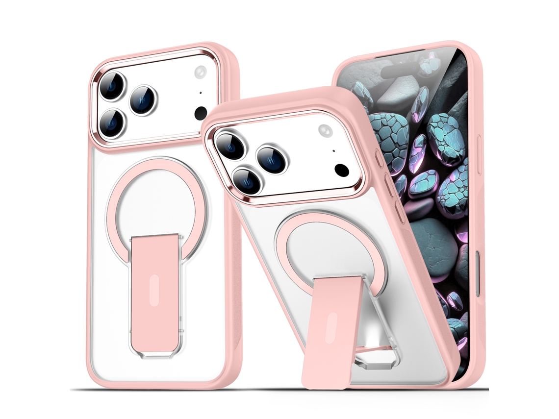 Capa Magnética Hibbent Para Iphone 18 Pro Com Suporte (rosa)