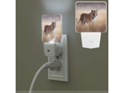 Luminária de Parede Com Sensor, Desenho de un Tigre Cominhando Na Pradaria, Luz Branca Quente, Pequena, Con Acendimento