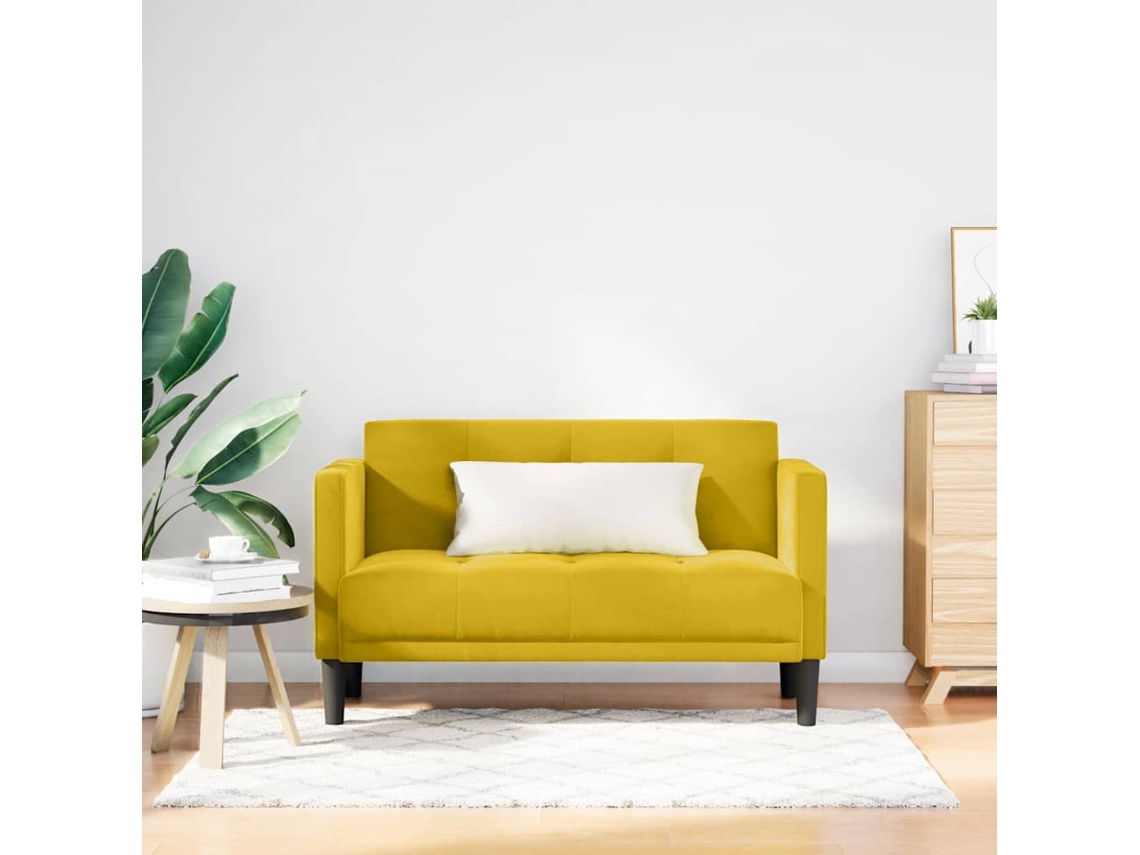 Vidaxl Sofá-luvas 111 Cm Veludo Amarelo