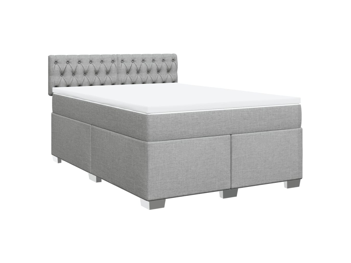 Cama com Molas e Colchão Tecido Cinzento Claro MAISON EXCLUSIVE (140x200 cm)