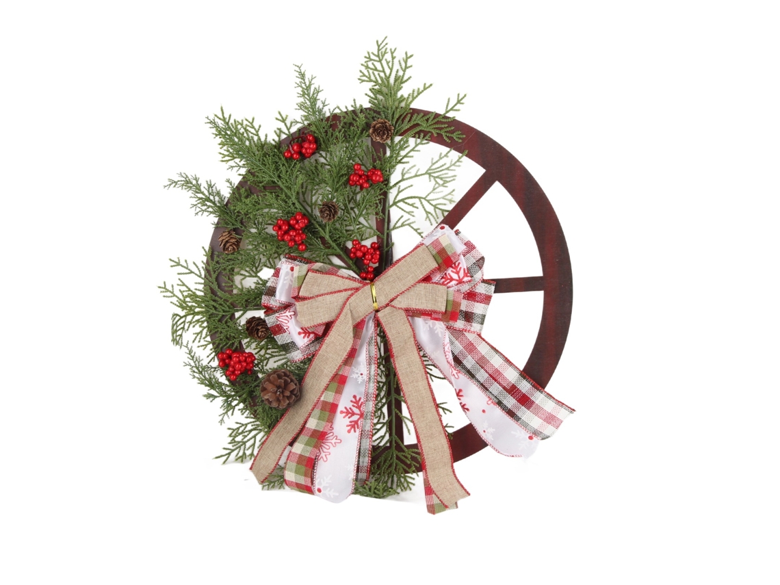 Guirnalda de Natal com Laço Vermelho para Porta de Entrada e Decoração de Outono LAXISCREED