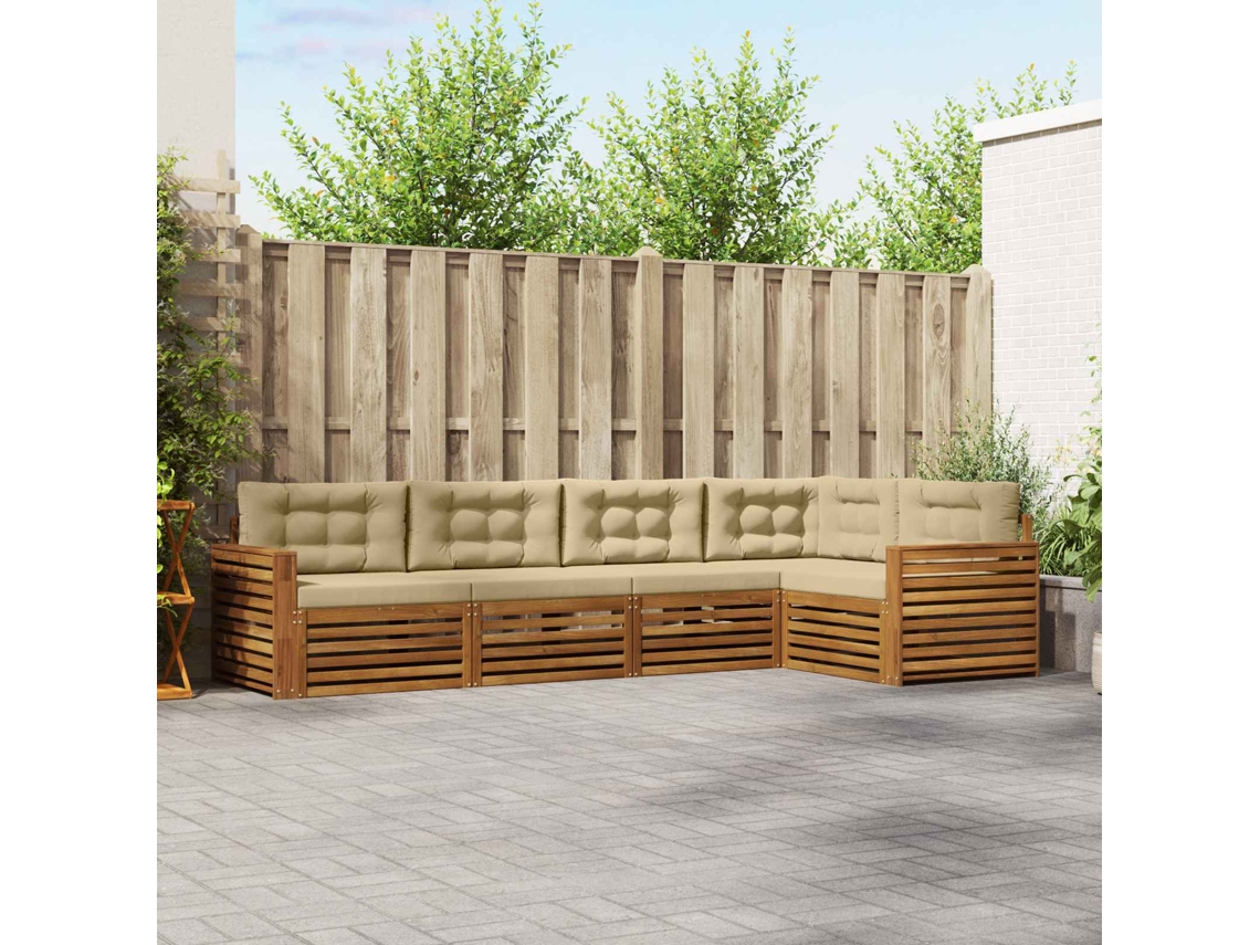 Vidaxl Conjunto De Sofás Para Exterior 5 Unid. Natural E Bege