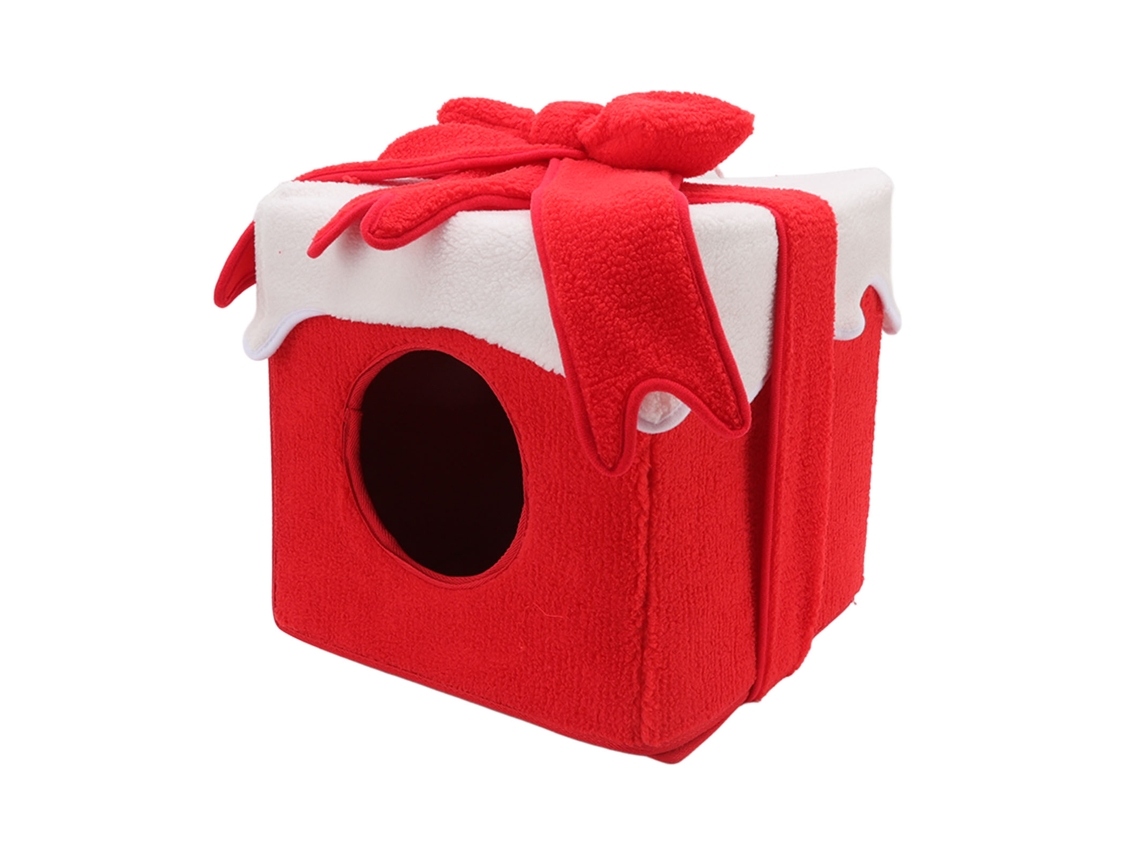 Cama de Natal para Gato Estilo Caixa Pelúcia Cores Abrigo Soft S/MARCA