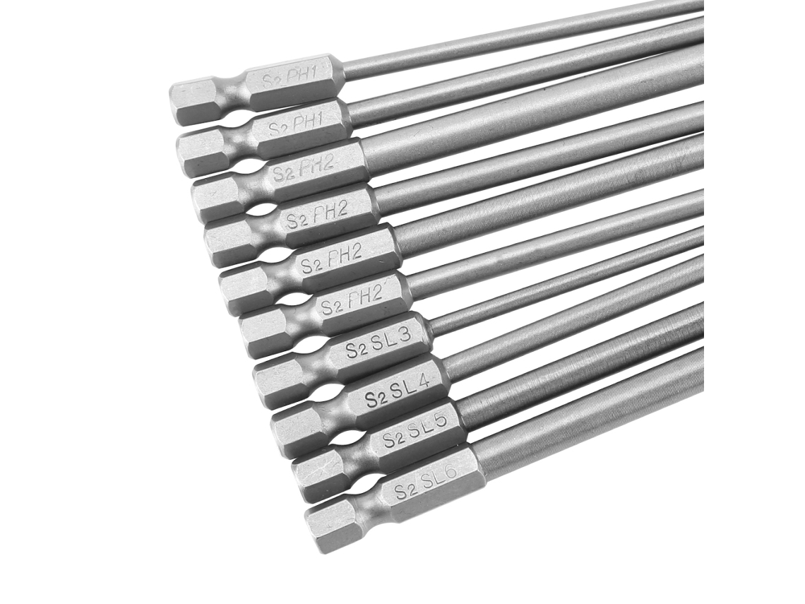 10 Peças De Parafusadeiras De Aço S2 Com Cabeça Cruzada Ph1 Ph2 E Lâmina De 1/4 Polegada, Cabo Hexagonal 100mm