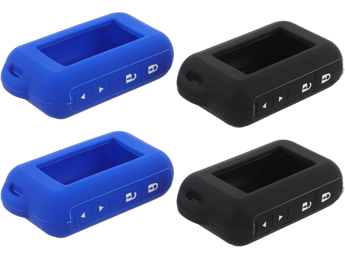 Conjunto De 4 Capas Para Controle Remoto De Carro, Em Silicone Resistente, Nas Cores Preto E Azul Escuro.