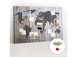 Quadro De Cortiça Com Impressão Mundo Em Tábuas Para O Corredor Espelharte (120x80 Cm)
