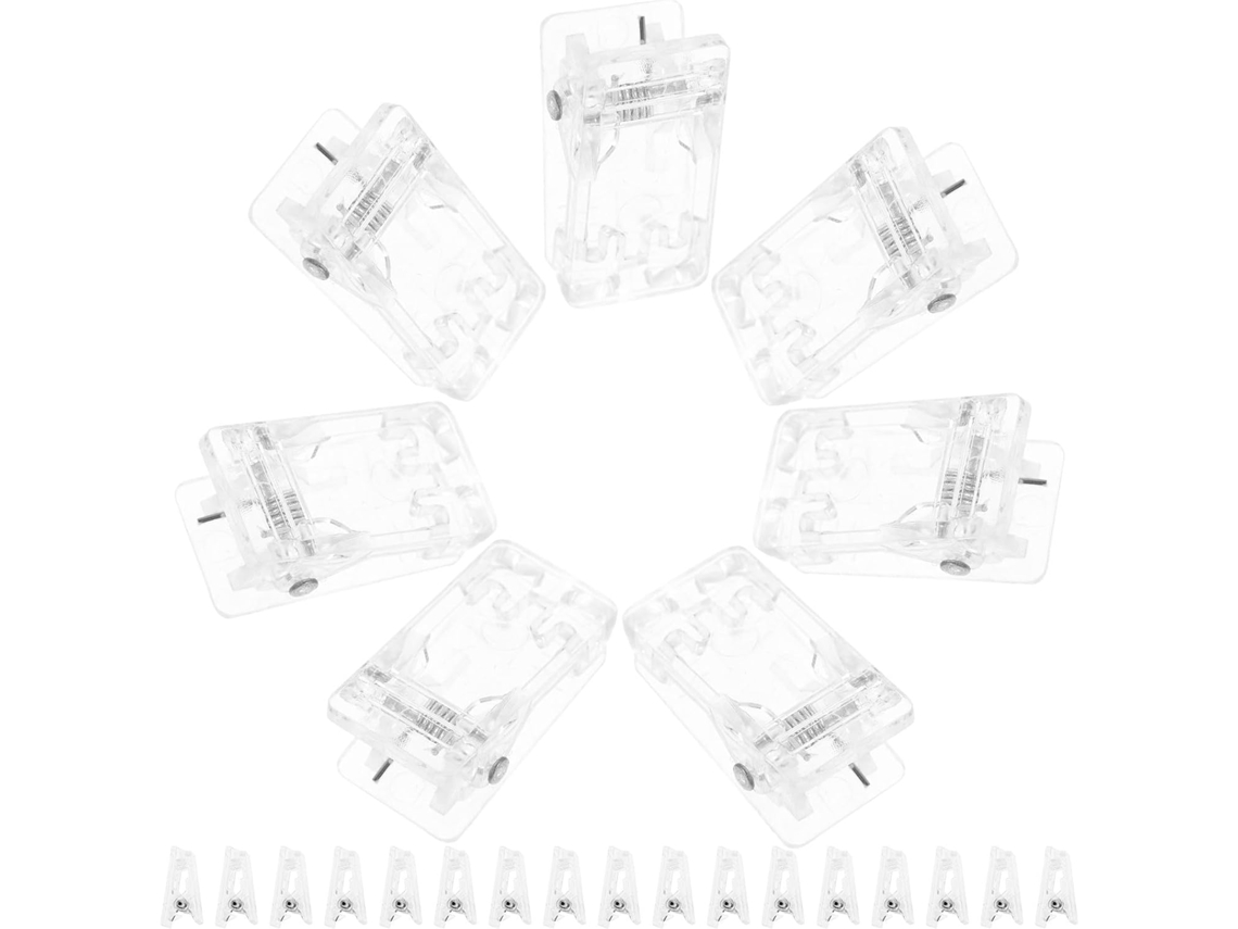 Clipes transparentes com mola para crachás, pacote com 50 unidades, material plástico seguro, para uso em mesas e