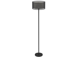 Luminária Chão E27 Cúpula Tecido Bicolor Interruptor Pé Preta VELTRIX