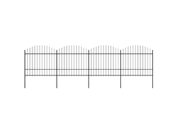 Vidaxl Cerca De Jardim Com Topo Em Forma De Lança Em Aço 671x175 Cm, Preta