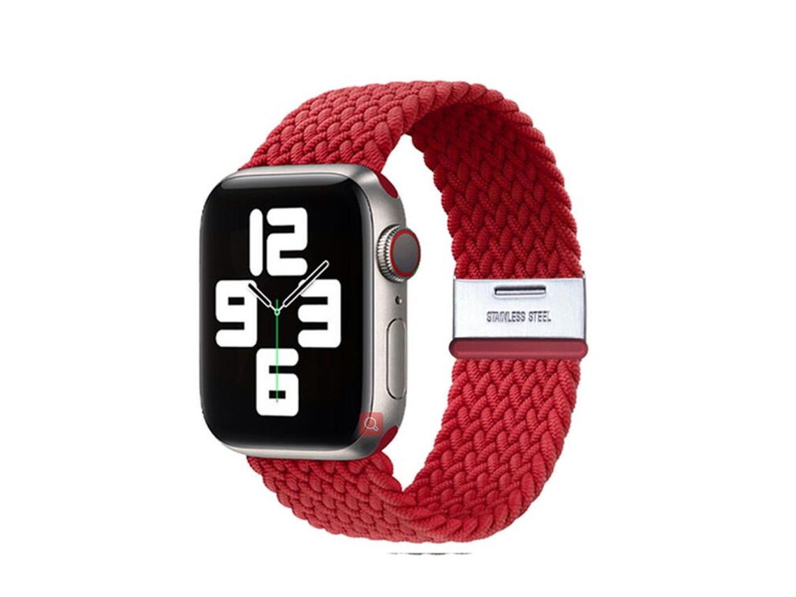 Bracelete Pulseira Entrançada Flexível para Apple Watch Series 5 40Mm Vermelho
