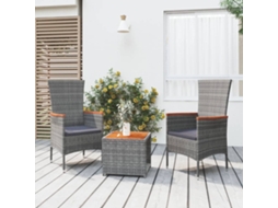 3 Pcs Conjunto Lounge De Jardim Vime Pe/acácia Maciça Cinza Lovely Home