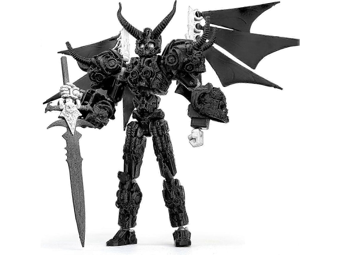 Figura De Ação De Robô Impressa Em 3d De 8 Polegadas, Com Articulações Ajustadas E Acessórios Intercambiáveisblack White