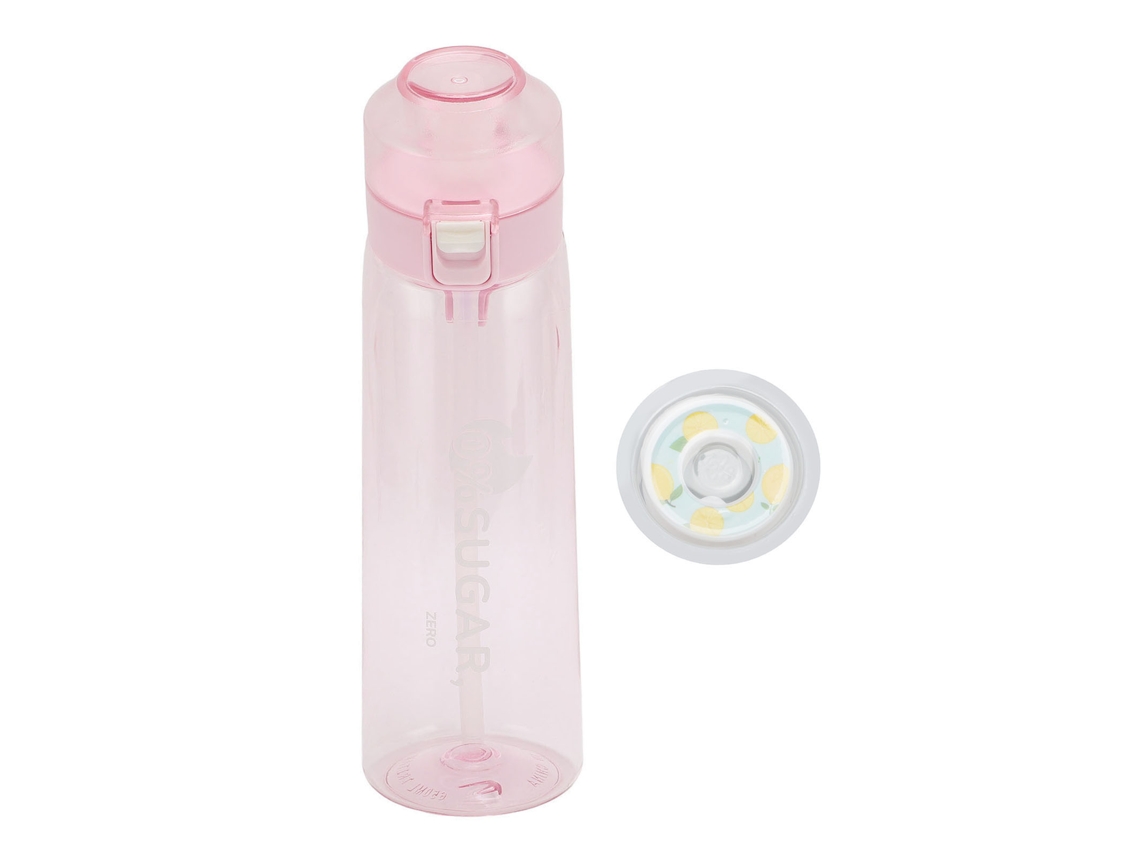 Botella Air Water Up Con Cápsulas de Sabor Caña Straw Deportiva Anti fugas Flujo Rápido 650ml Rosa