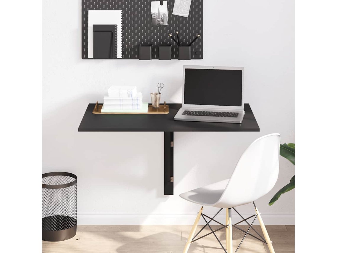 Vidaxl Mesa De Parede Dobrável 100x60x56 Cm Derivados De Madeira Preto