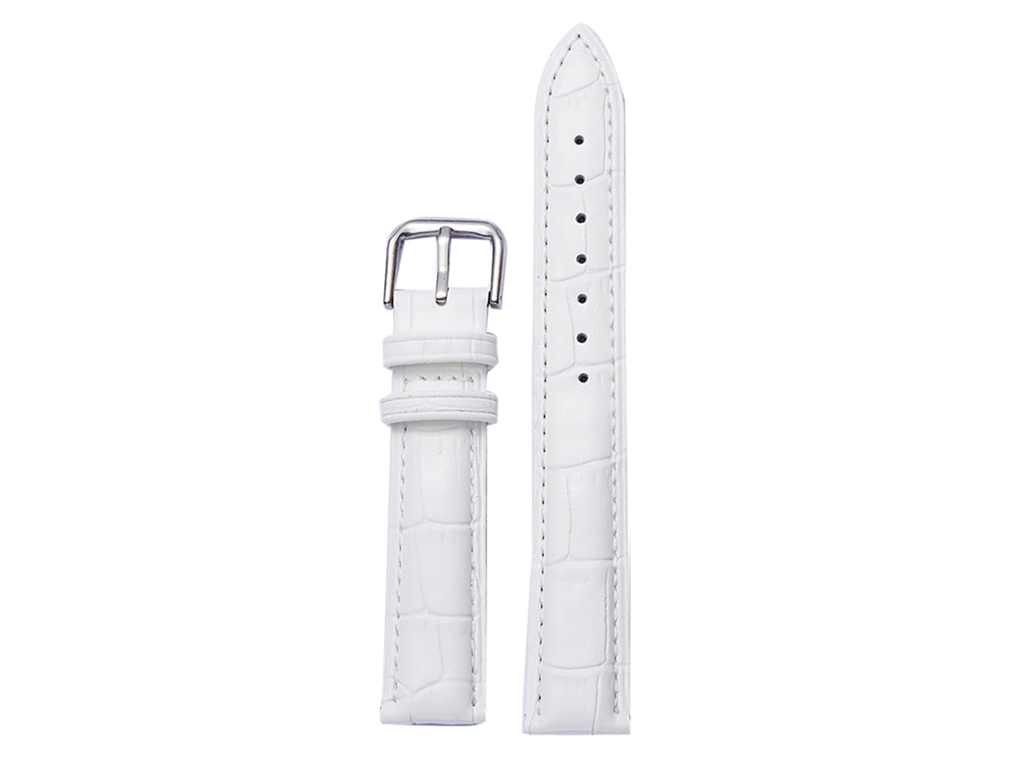Correa De Reloj De Cuero Auténtico Hebilla De Pasador 18mm Blanca