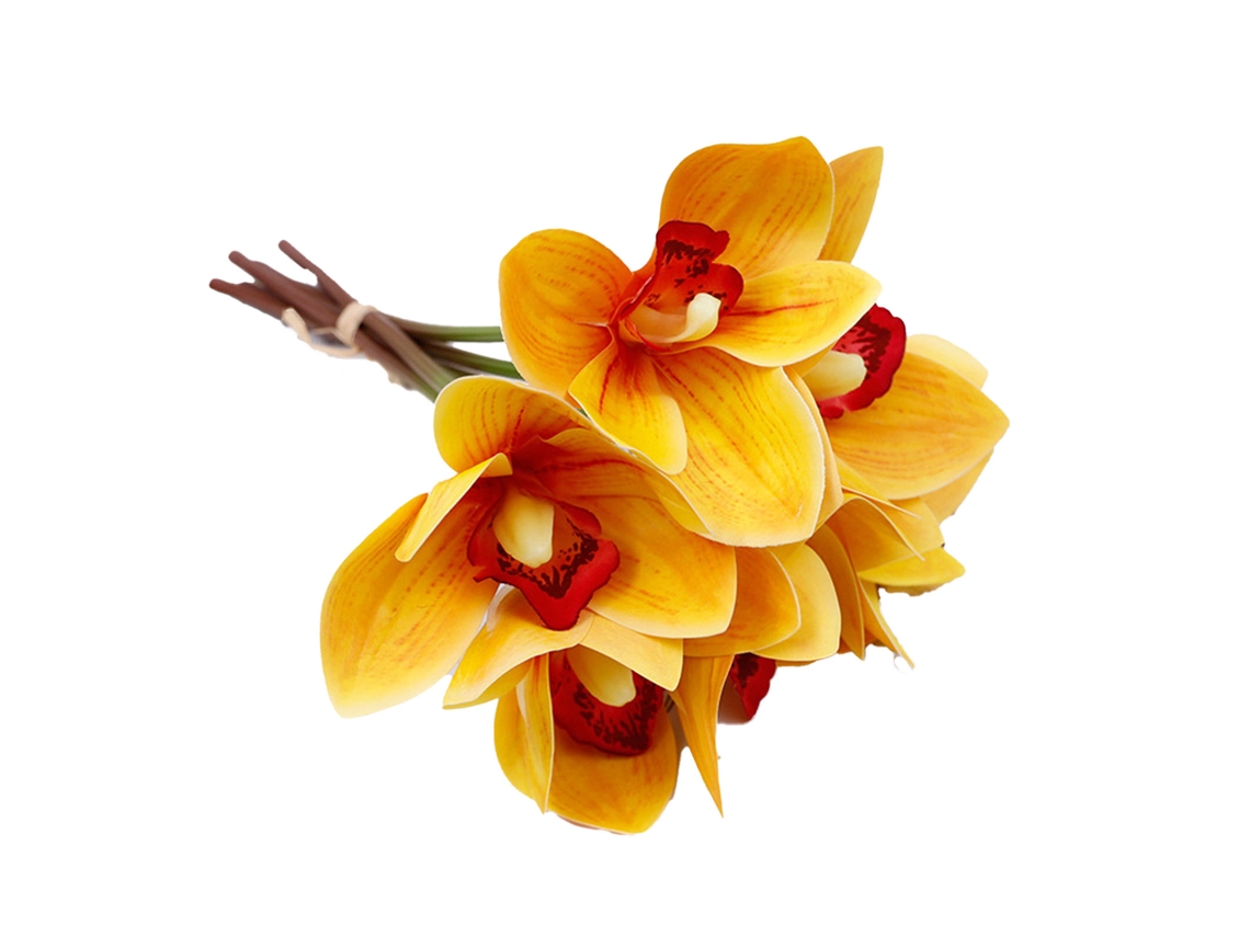 Decoração Orquídea Falsa 3d 6 Caule Amarelo