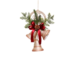 Laxiscreed Enfeite De Natal Com Sino Pendurado Para Parede E Porta, Laço Vermelho, Decoração Festiva