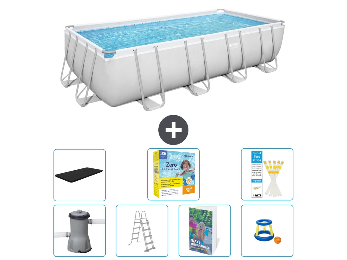 Bestway Piscina Bestway Power Steel Retangular - 488x244x122 Cm - 8-peças S529