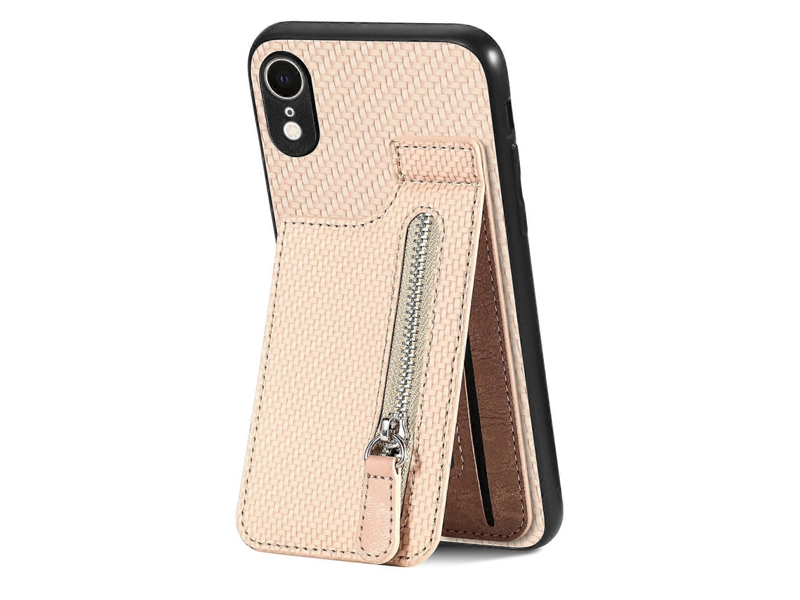Capa De Celular Com Zíper E Flip Vertical De Fibra De Carbono Para Iphone Xr