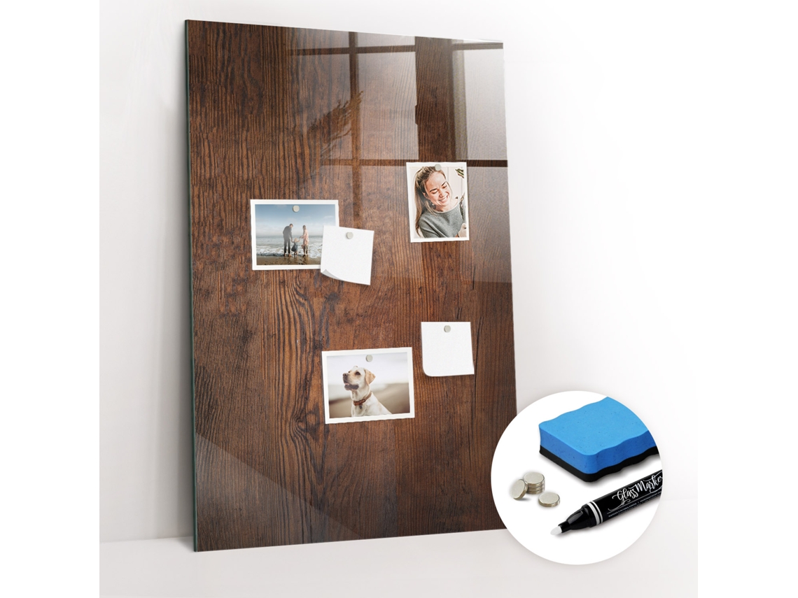 Quadro Magnético Decorativo Madeira Escura Para A Sala De Estar Espelharte (60x90 Cm)