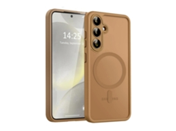 Capa Mate Hexinyigjly Para Samsung Galaxy S24 compatível Com Magsafe Resistente A Impactos Marrom