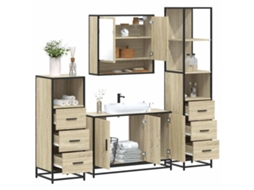 Vidaxl 4 Pcs Conj. Móveis Casa Banho Derivados Madeira Carvalho Sonoma