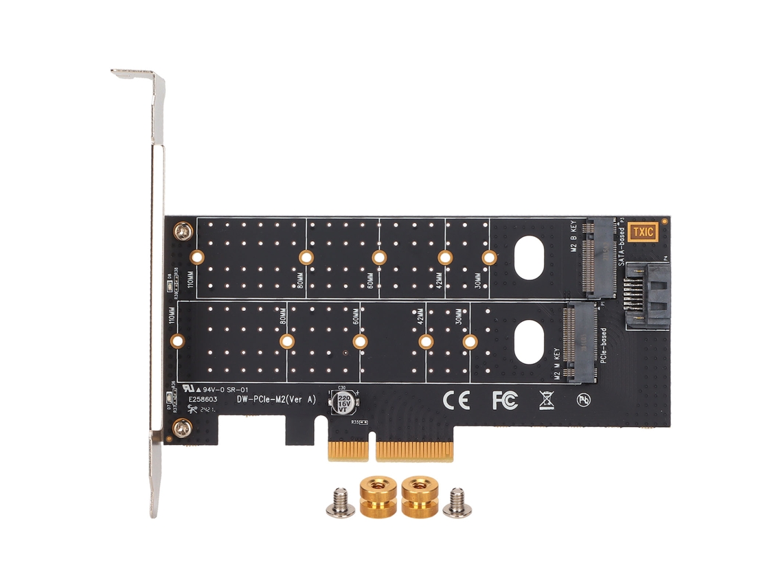 Adaptador M.2 Para Placa De Expansão Pcie Com Pcb Poroso Dual M.2 Pcie Para Dissipador De Calor De Ssd Nvme Sata