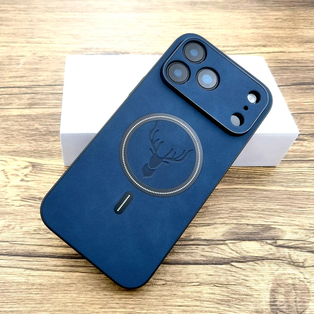 Capa Retra Em Couro Sintético Para Iphone 17 Series (iphone 17/17 Pro/17 Pro Max/17 Air) Com Carregamento Sem Fio Magsafe E Proteção Total (azul)