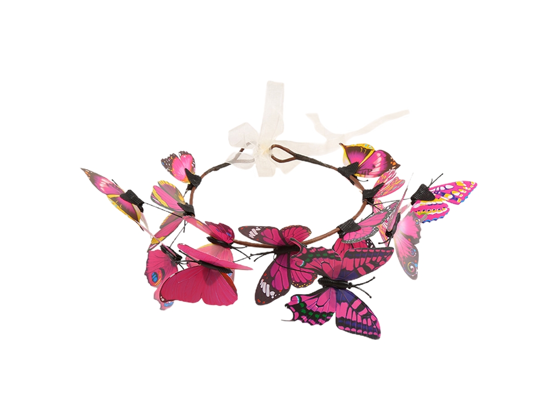 Laxiscreed Cor De Rosa Vermelha Com Grinalda De Borboletas E Flores Para Noiva, 25cm De Diâmetro