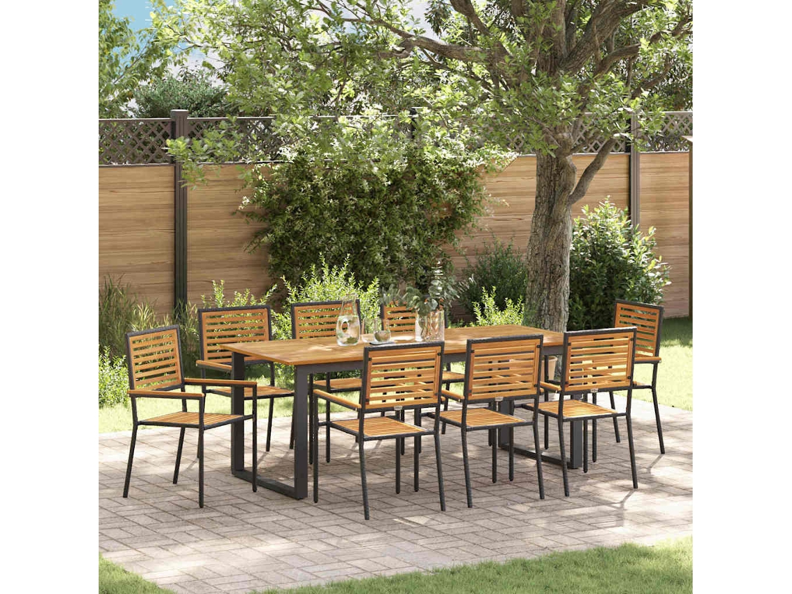 Vidaxl Conjunto de Jantar para Jardim 9 Pcs Preto