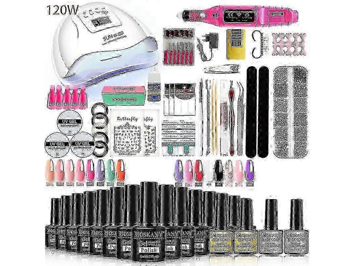 Kit Profissional De Gel Para Unhas 2025 Com Lâmpada Uv De 120 W/54 W E Torno Elétrico Para Manicure E Secagem De Verniz