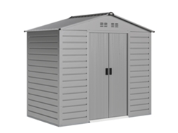 Galpão BTFORUS para ferramentas 2,43 m², 213x131x192cm, telhado de duas águas, porta de correr com fechadura, resistente ao clima, cinza