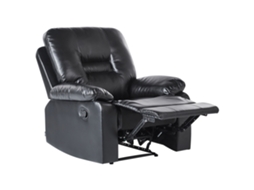 Sillón Reclinable Beliani Bergen De Piel Sintética Negro 90x72x101