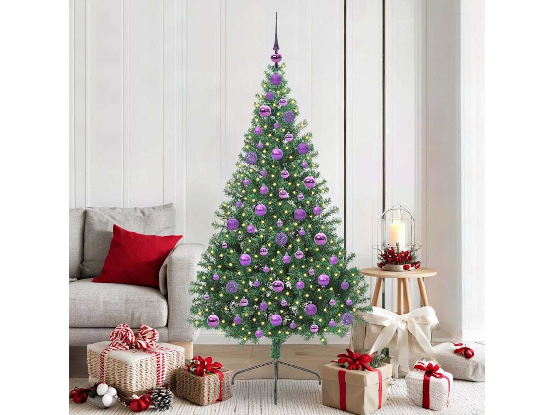Vidaxl Árvore De Natal Artificial Pré-iluminada Verde 180 Cm Pvc